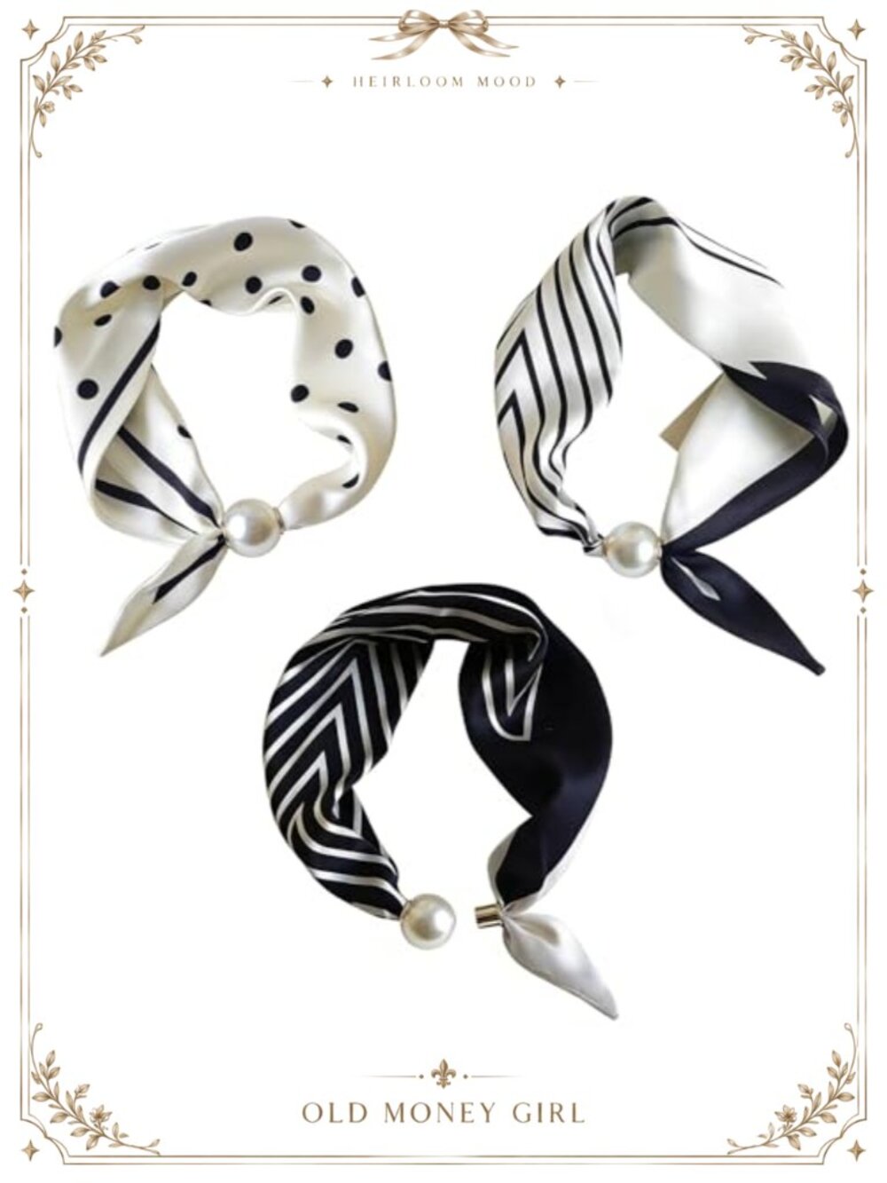 Satin Scarf Magnetic Clasp No Knot Paisley Neck Decoration